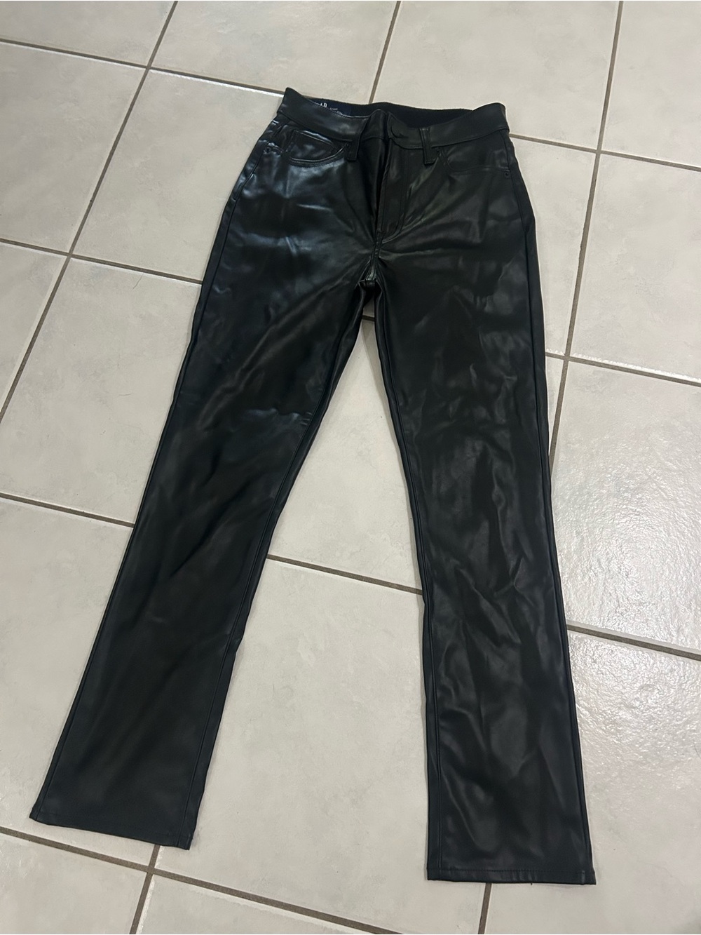 GAP Black High-Rise Vintage Slim Denim Black Faux Leather Pants